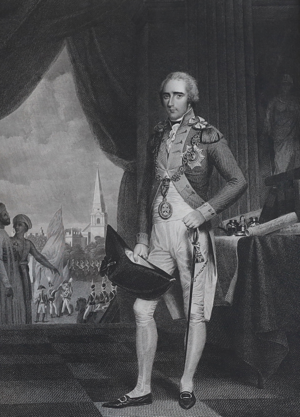 James Heath after Robert Home, copper engraving, 'His Most Noble Richard Colley Wellesley Markie Wellesley Governor General of India', published by Cribb 1807, visible sheet 56 x 36.5cm